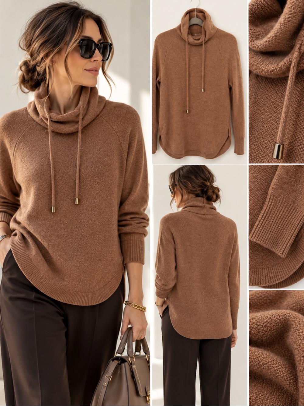 Cynthia Rowley 100% Extrafine Merino Wool Cowl Neck Sweater Size L